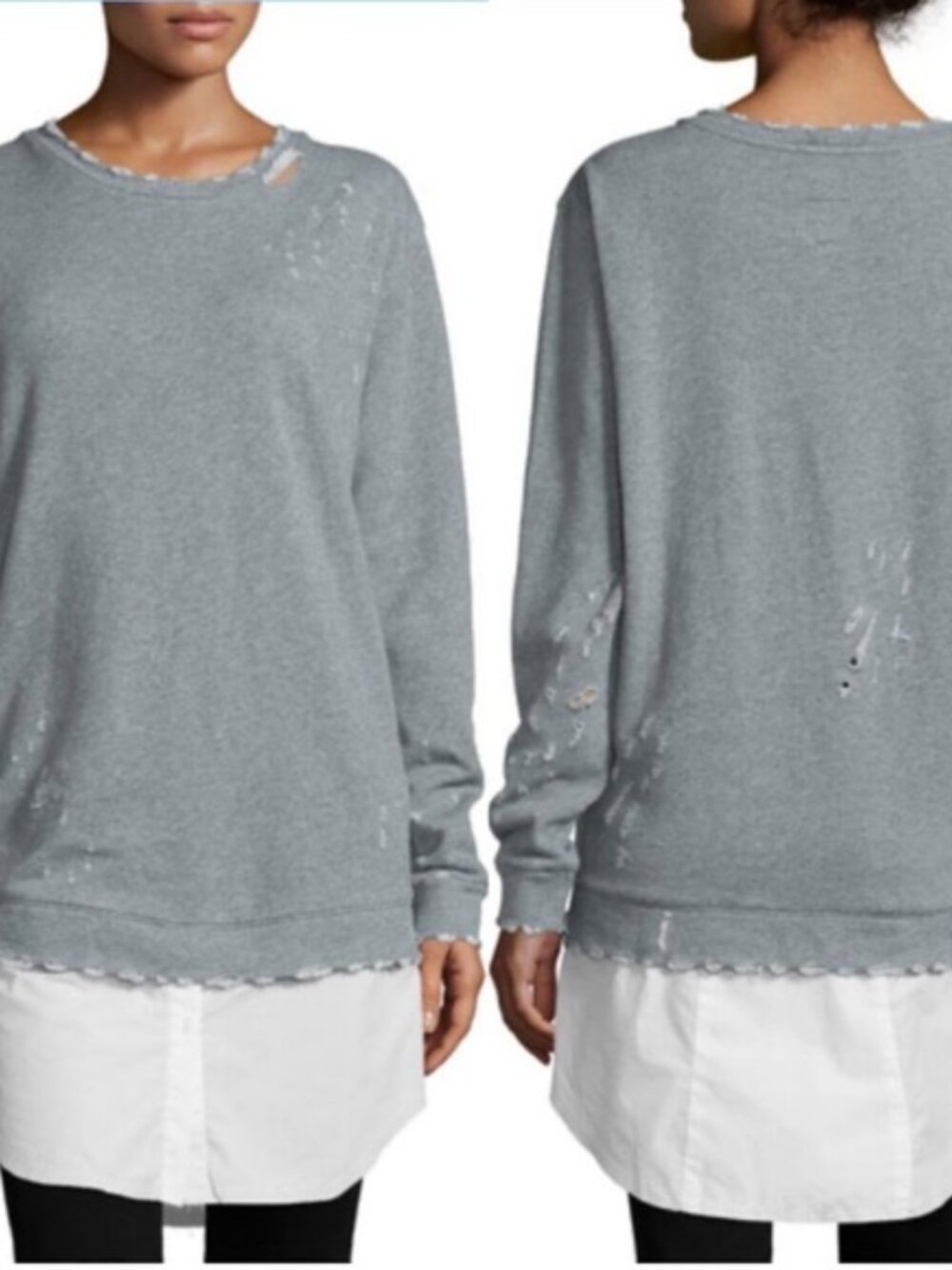 RtA Denim Scarlet Overcast Distressed Pullover Tunic XS